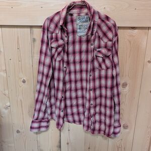 Scotch & Soda Men's Red Plaid Button-Up Shirt